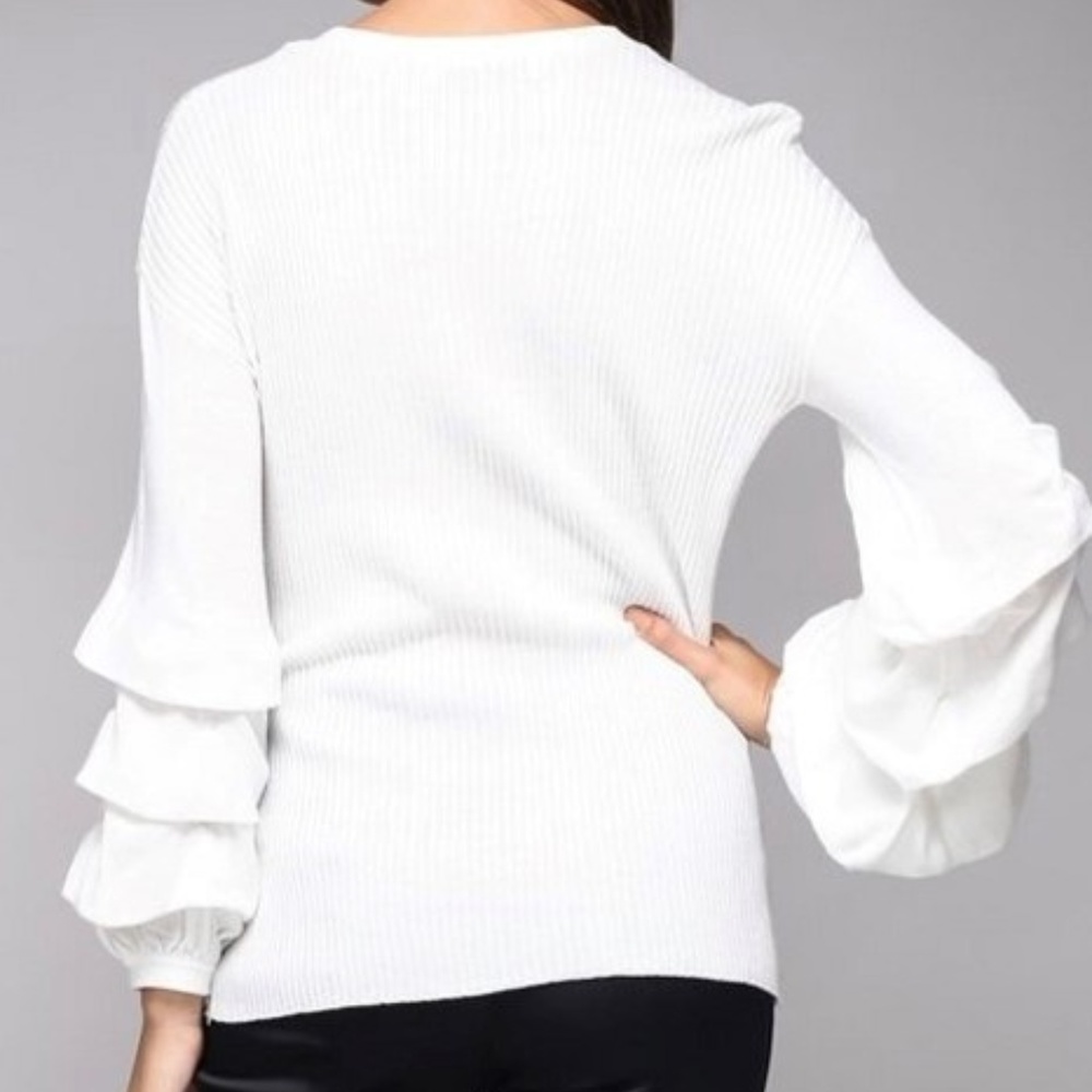 RUFFED WRAP SWEATER - Picture 2 of 7